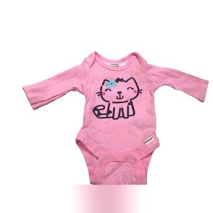 4 Baby Girl Long Sleeve Kitty Onesies® Brand Bodysuits